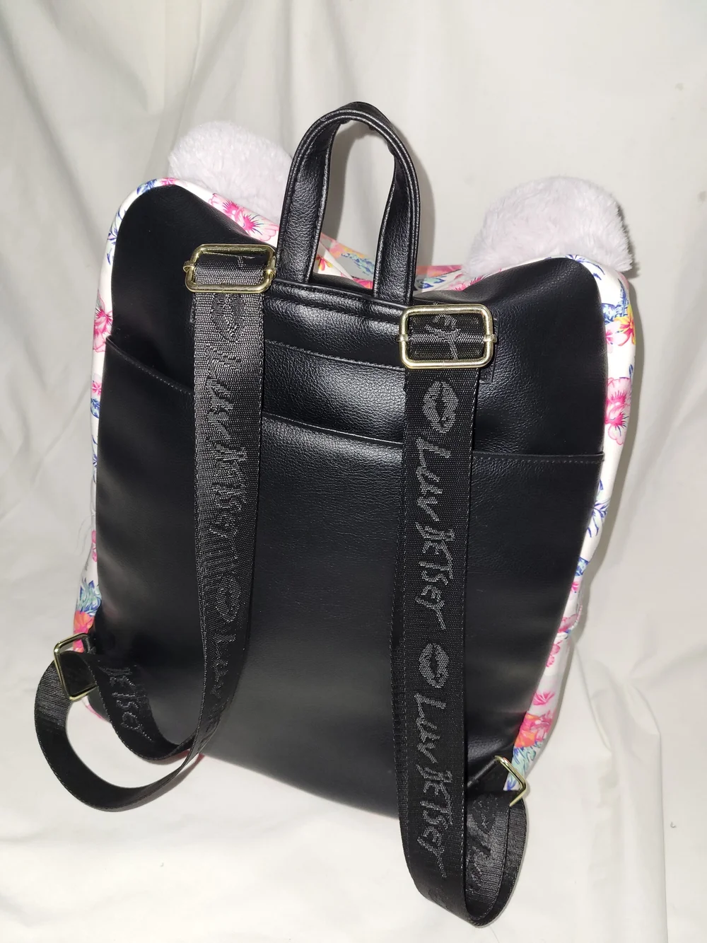 Betsy Johnson Silver Koala Backpack with Floral Accent